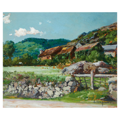 Eliseo Meifrén i Roig (Barcelona, 1857-1940) Paisaje rural. Óleo sobre tabla. Firmado.