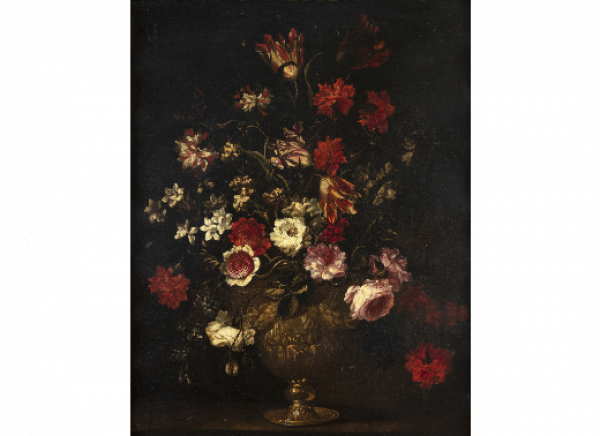 BARTOLOMÉ PÉREZ (Madrid, ca. 1634 - Madrid, 1698)  Jarrón con flores 