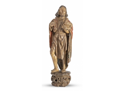 San Juan Bautista. Escultura en madera tallada y policromada. Castilla, último cuarto, S. XV.