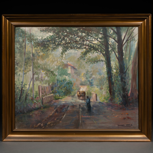 "Bueyes en el camino" BERNARDINO BIENABE ARTIA (Irún, 1899 - Navarra, 1987)
