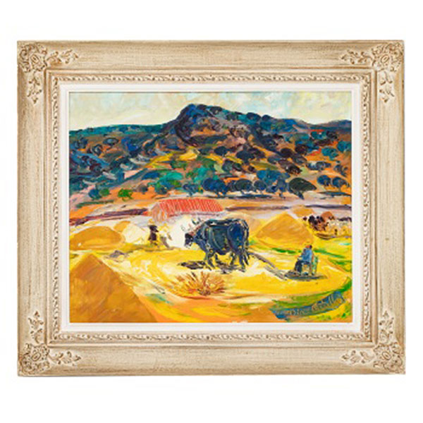 LUCIANO DÍAZ CASTILLA  (Soto de Piedrahita, Ávila 1940) &quot;Campesinos y bueyes arando en la tierra&quot;