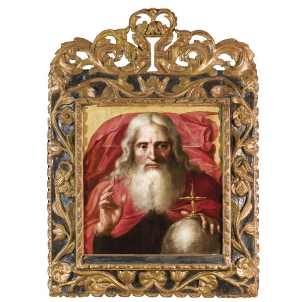 ESCUELA ESPAÑOLA S. XVII   "Dios Creador". Óleo sobre tabla.