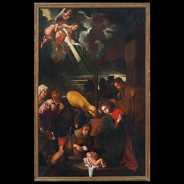 Taller de JACOPO BASSANO (Bassano del Grappa, 1510 - 1592) - Adoración de los pastores.