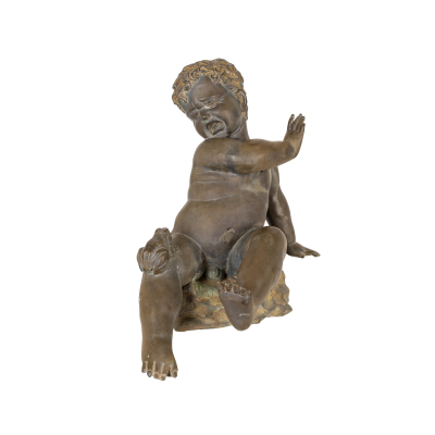 Escuela belga, s.XIX.  El ni&ntilde;o y la rana.  Escultura en bronce patinado. Firmada B. Rosseau.