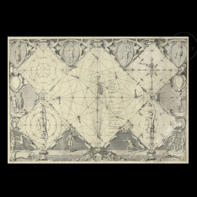 G&eacute;rard Thibault (s.XVII) "Proporciones humanas y su relaci&oacute;n con la esgrima", ca. 1630 grabado original sobre papel