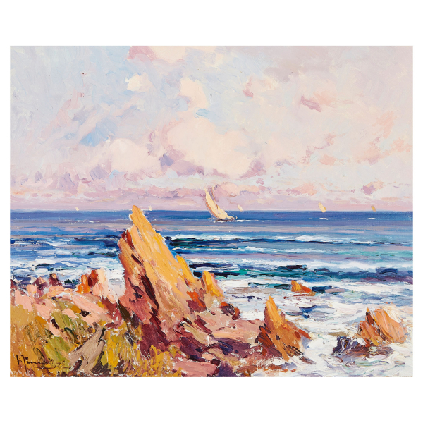 Joaquim Terruella Matilla (Barcelona, 1891-1957) Marina. &Oacute;leo sobre tela. Firmado.