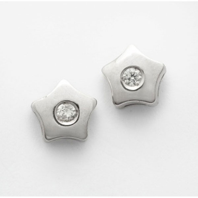 Pendientes en oro blanco en forma de flor con diamantes talla brillante