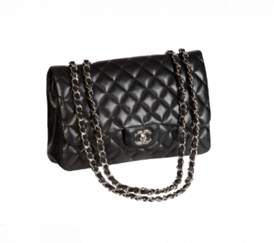 Bolso CHANEL 2.55 tamaño 30 cm, en cuero color caviar. 