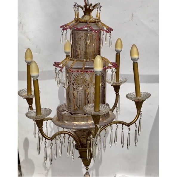 Lámpara de seis luces de cristal opaco