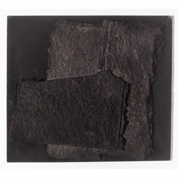 Rafael Canogar. Apero (1995) Construcción en papel hecho a mano y pintado al óleo encolado a tabla. Firmado y fechado (95) 