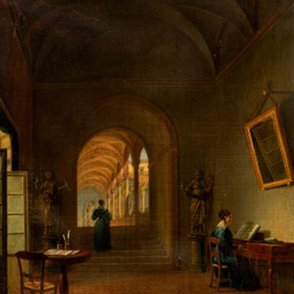 JOSEP ARRAU BARBA  (Barcelona 1802 - 1872) &quot;Interior de convento&quot;
