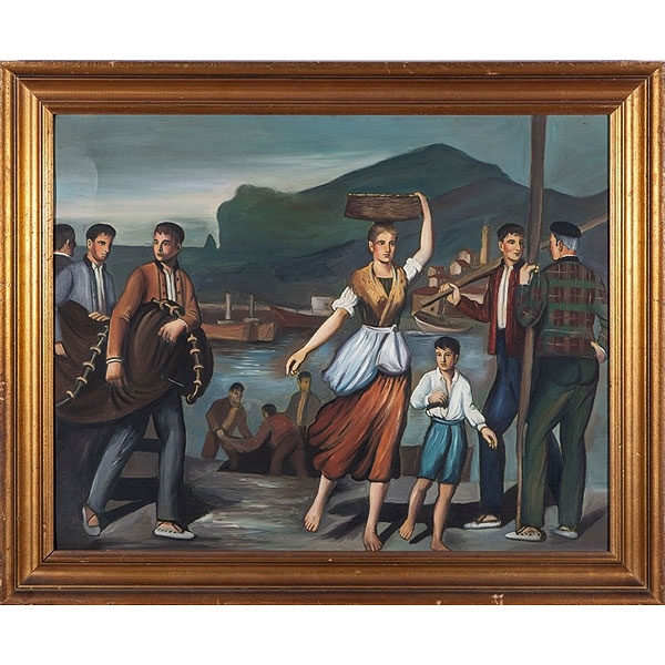Escuela vasca pps.S.XX copia de Angel Larroque "Pescadores vascos"