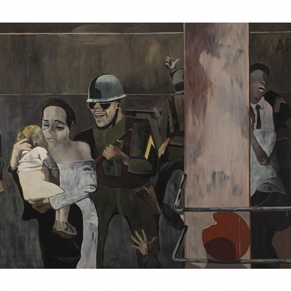 Juan Barjola. "En diciembre ha nacido un niño". Óleo sobre lienzo. Firmado y fechado (68) 