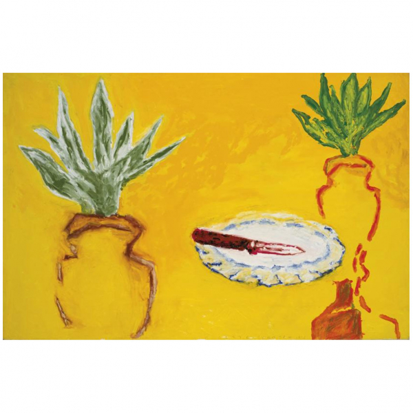 Alberto Corazón.   &quot;Fragmentos de memoria. Vigilia. (1996)&quot;. Óleo sobre tabla. Firmado 