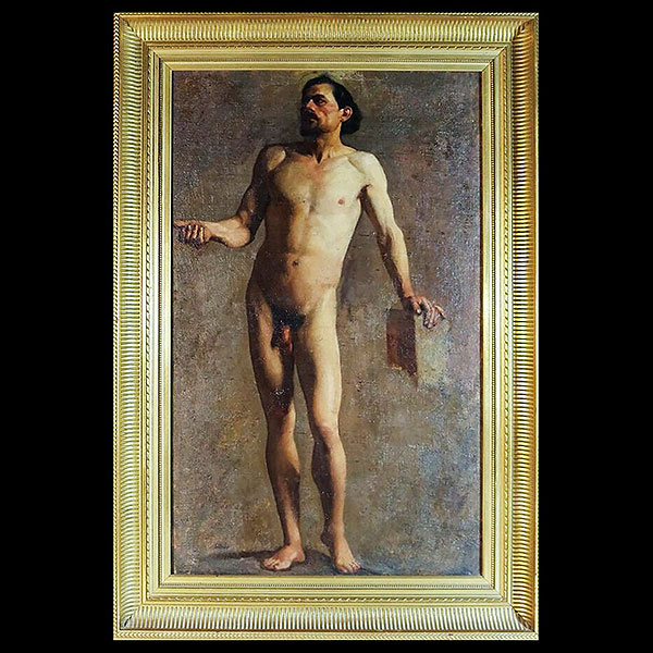 Escuela Francesa del S. XIX - Desnudo Académico.   Óleo sobre lienzo.