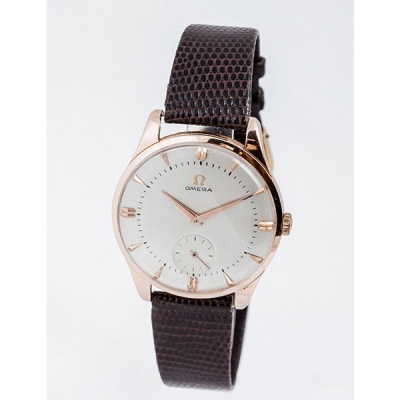 Reloj suizo vintage, caballero, OMEGA, en caja de origen en oro rosa 18 K