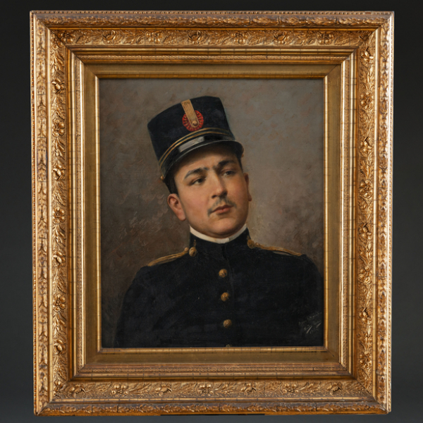 "Joven con indumentaria militar"  RAMÓN MUÑOZ RUBIO (Jaén, 1867 -1910) 