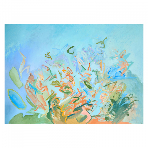 Robert Llimós (Barcelona, 1947) Celebración india. Óleo sobre tela. Firmado y fechado en 1976.