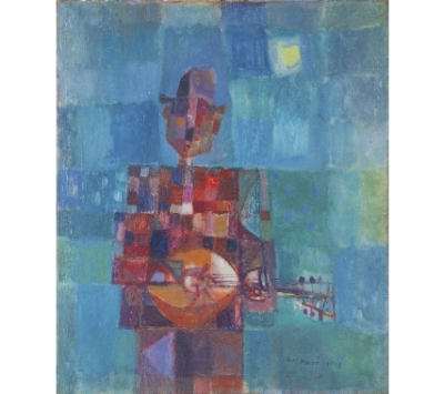 MANUEL HERNÁNDEZ MOMPÓ (Valencia, 1927 - Madrid, 1992).  Payaso con mandolín, 1956. 