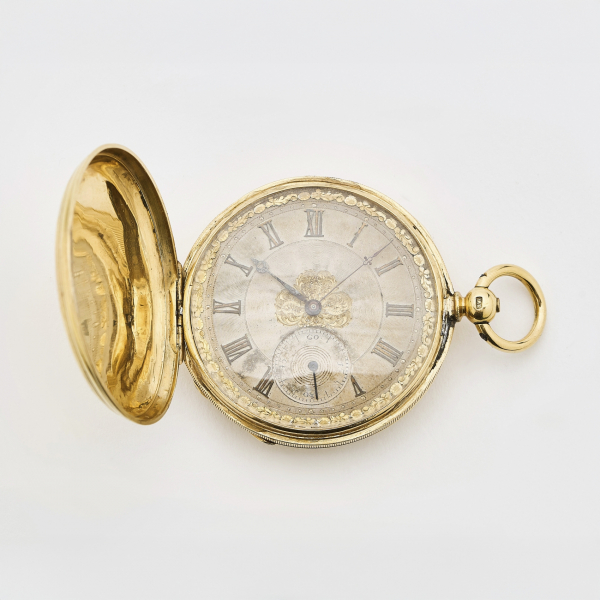 Reloj de bolsillo saboneta en oro, tercer cuarto del s.XIX.  