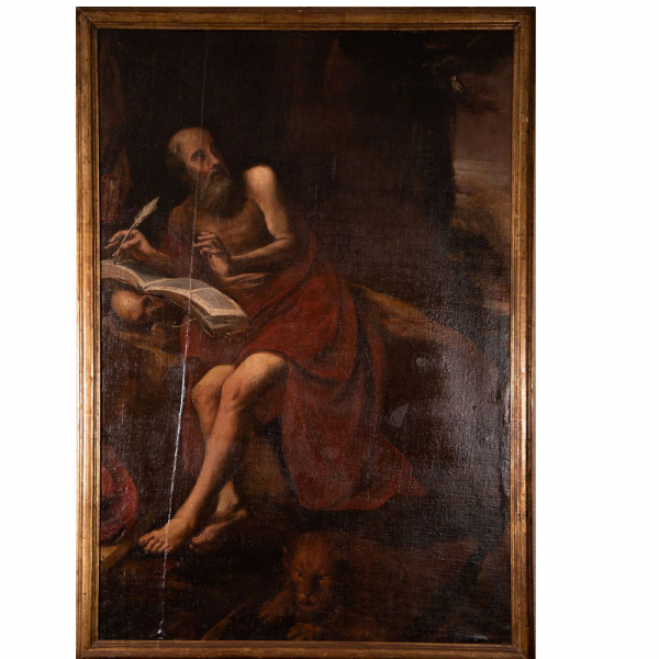 "San Jerónimo Penitente" Escuela toledana del siglo XVII.   Óleo sobre lienzo