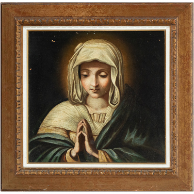 Virgen en Oración, escuela italiana de finales del siglo XVII, círculo o taller de Giovanni Battista Salvi &quot;Sasoferrato&quot;.