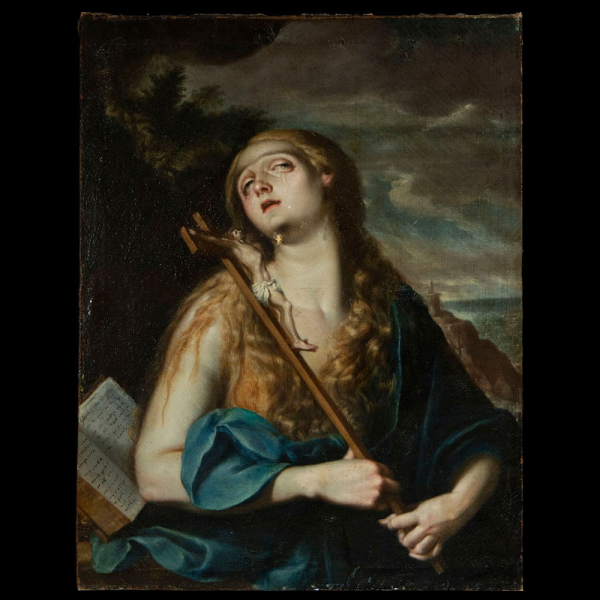Importante Magdalena en el Desierto, ATRIBUÍDA A JUAN BAUTISTA MAÍNO (Pastrana, Guadalajara, 1581 - Madrid, 1649), escuela Barroca de principios del siglo XVII