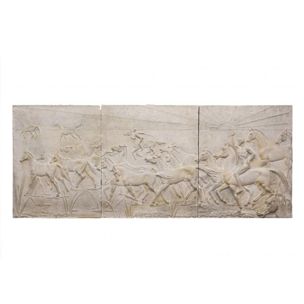 JUAN POLO "Manada de caballos con jinetes en el ocaso". 