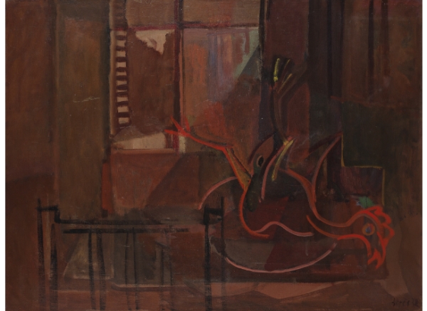 FRANCISCO BORES (Madrid, 1898 - París, 1972) Nature morte au coq, 1932  Óleo sobre lienzo.