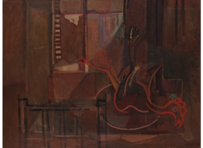 FRANCISCO BORES (Madrid, 1898 - París, 1972) Nature morte au coq, 1932  Óleo sobre lienzo.