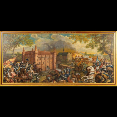 &quot;La batalla de Ingelmunster, 10 de mayo de 1580&quot; escuela flamenca siglo XIX