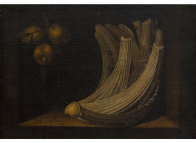 ESCUELA ESPAÑOLA, H. 1700 Bodegón con cardo y limones