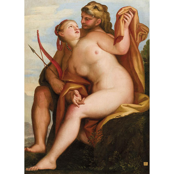 ESCUELA ITALIANA S. XVII "Hércules y Deyanira". Óleo sobre lienzo.