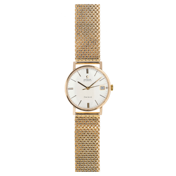 Reloj Omega de pulsera para caballero. En oro, c.1950. Esfera satinada con numeraci&oacute;n a trazos aplicados. 