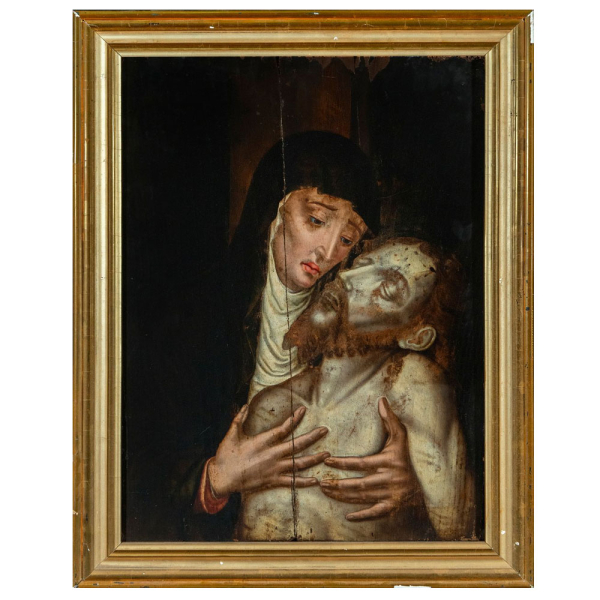 Atribuido a LUIS DE MORALES "EL DIVINO" (Badajoz h. 1510 - 1586) "La Piedad". Óleo sobre lienzo