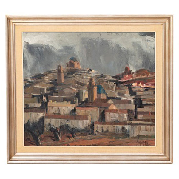 JOSÉ PÉREZ GIL  (Caudete, Albacete 1918 - Alicante 1998) &quot;Monovar en día gris&quot;