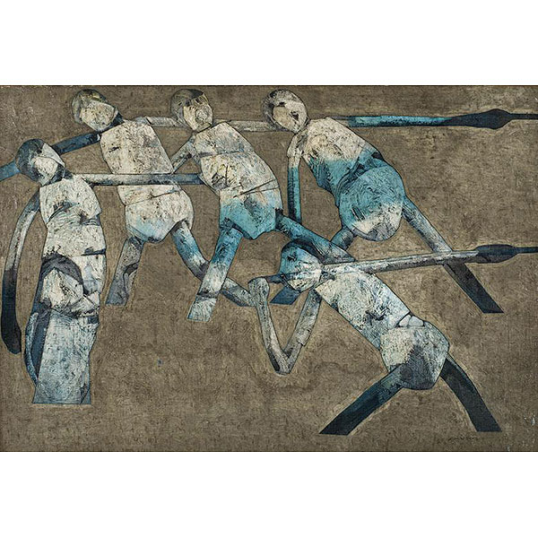 Antonio Quir&oacute;s. Raqueros tirando de gabarra