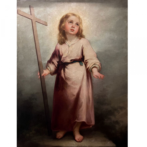 BARTOLOMÉ ESTEBAN MURILLO - Santo Niño Jesús con la Cruz - SIGLO XVII. 