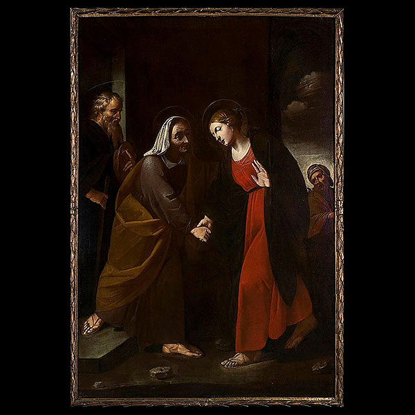 Visitación de la Santísima Virgen María a su prima Santa Isabel, Círculo de Massimo Stanzione, siglo XVII.