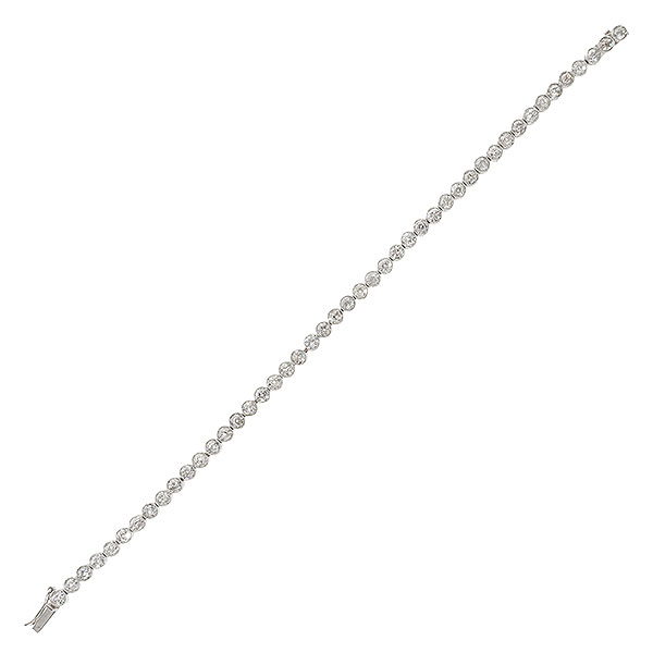 Pulsera rivière en oro blanco con chatones de diamantes talla brillante antigua, 8 ct aprox.