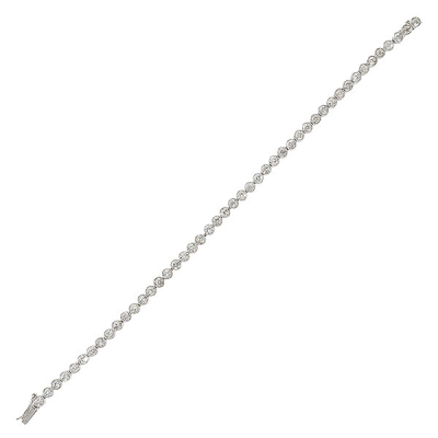 Pulsera rivière en oro blanco con chatones de diamantes talla brillante antigua, 8 ct aprox.