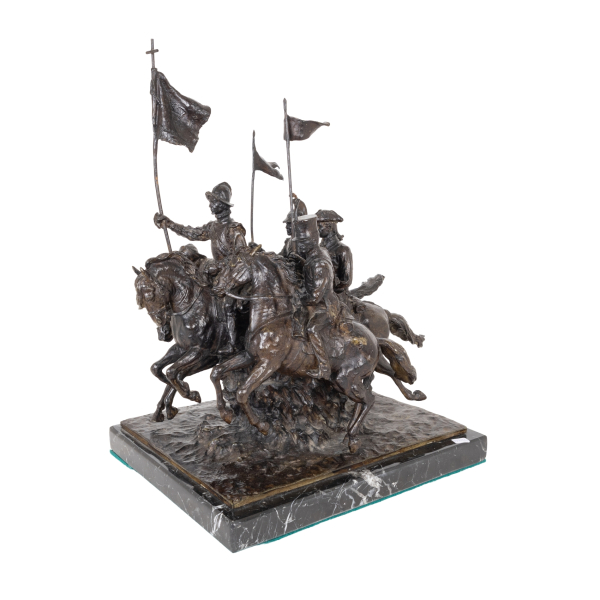 Mariano Benlliure (Valencia, 1862-Madrid, 1947)  Cazadores de Alcántara.  Escultura en bronce 