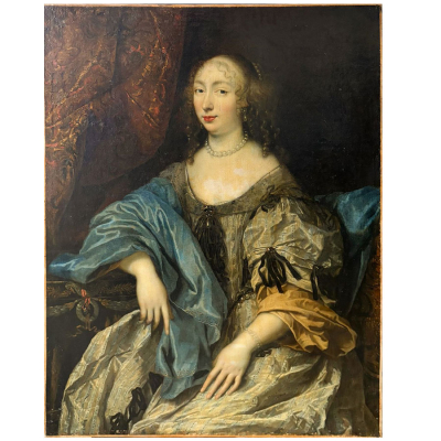 &quot;Retrato de mujer con escritorio&quot;. Atribuible a Jean Nocret. Escuela Francesa del siglo XVII.   Óleo sobre lienzo