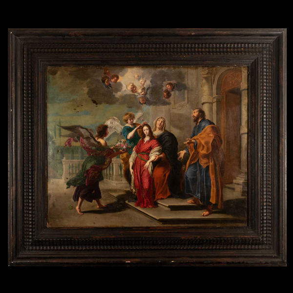 Coronación de la Virgen, círculo de Peter Paul Rubens, escuela flamenca del s. XVII.