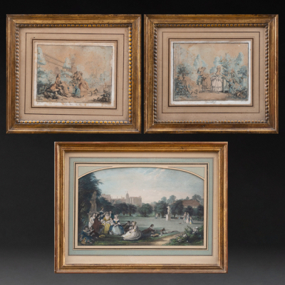 Conjunto de tres litografías coloreadas del siglo XIX