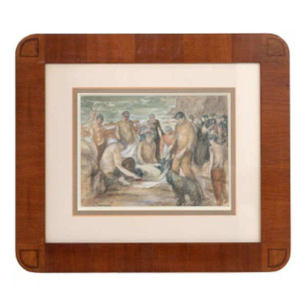 ANGEL GARCIA CARRIÓ  (Gijón 1876 - Barcelona 1972) "Tras el náufrago" Firmado: Carrió