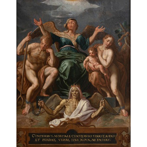 ESCUELA ESPAÑOLA  (S. XVI) "Escena religiosa . Muerte y esperanza"