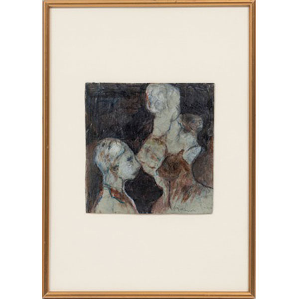 LEONOR  VINI  (Buenos Aires, Argentina 1907 - París, Francia 1996) "Personajes con gato" Firmado: Leonor Fini