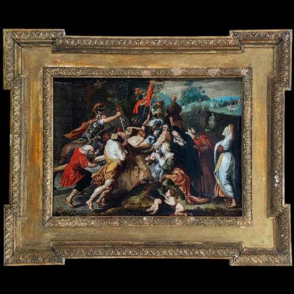 "Cristo camino al Calvario" Escuela de Van Dyck, siglo XVII. Óleo sobre cobre