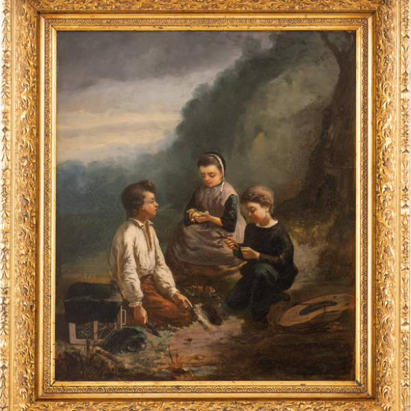 "Entierro del pajarito" PIERRE DELCOUR , Escuela Francesa, Siglo XIX